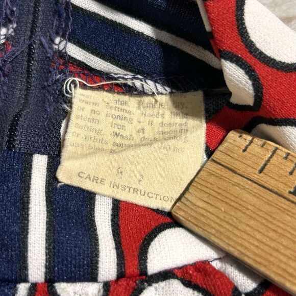 Vintage 70s Ralph Originals Dot Grid Print Mock Neck Blouse‎ 8 USA Retro - Picture 8 of 9